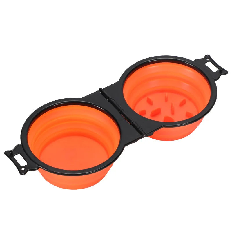 2-in-1 Foldable Dual Pet Bowl for Travel & Outdoor Use