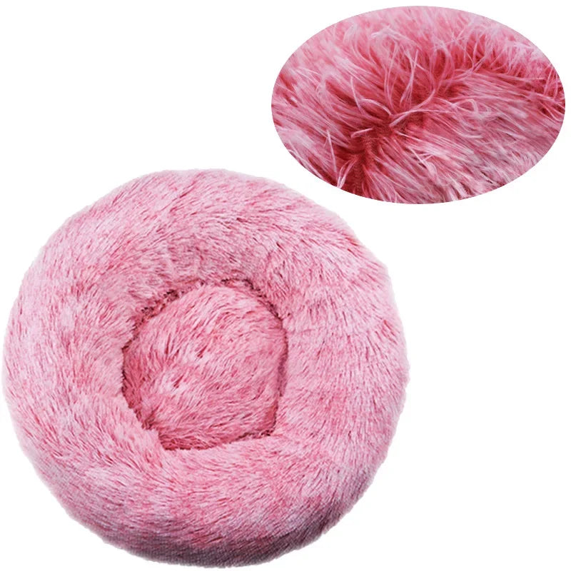 Round Plush Pet Bed (40–90cm) for Medium–Large Dogs & Cats