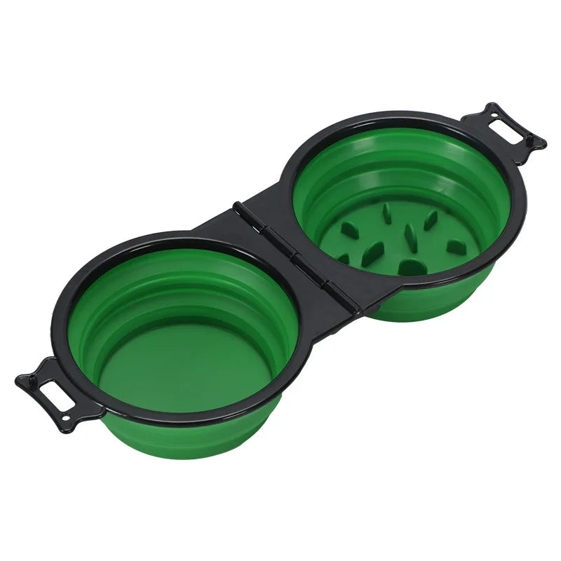 2-in-1 Foldable Dual Pet Bowl for Travel & Outdoor Use