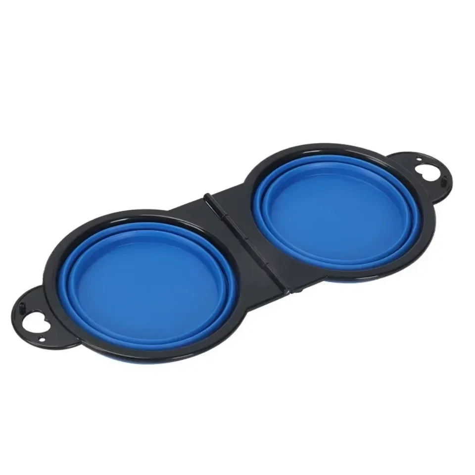2-in-1 Foldable Dual Pet Bowl for Travel & Outdoor Use