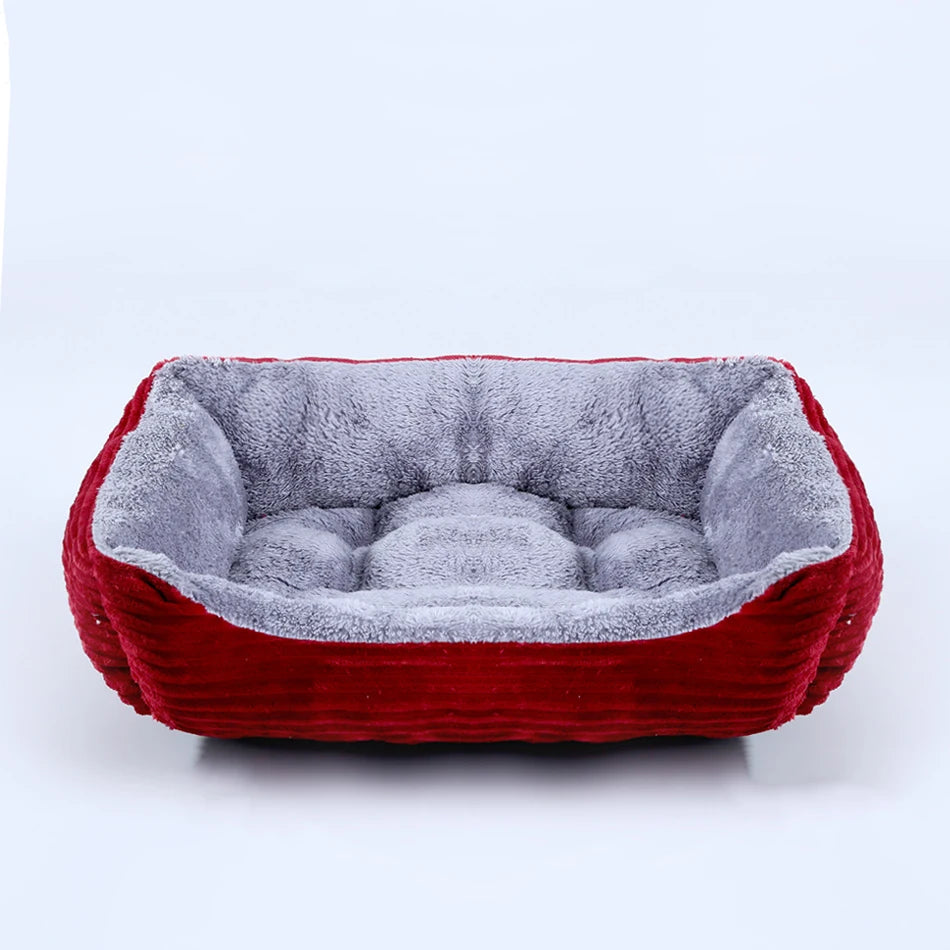 Square Plush Calming Pet Bed for Small–Medium Dogs & Cats