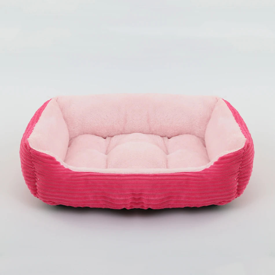 Square Plush Calming Pet Bed for Small–Medium Dogs & Cats