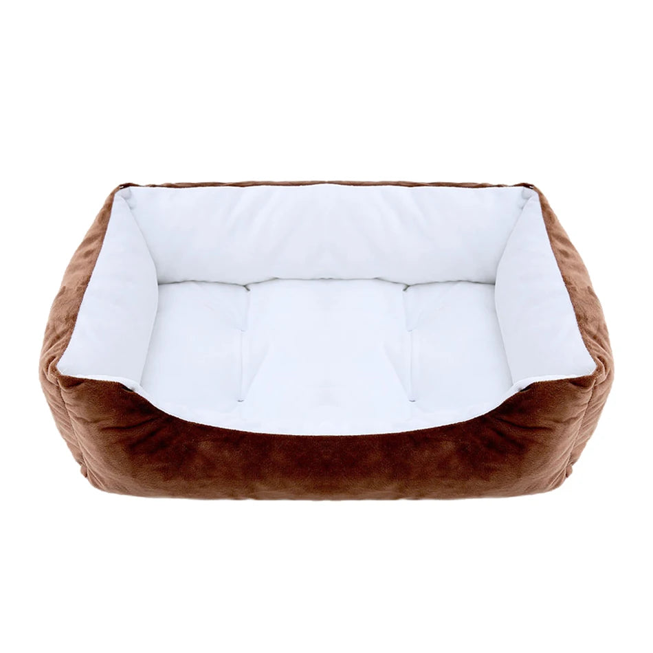 Square Plush Calming Pet Bed for Small–Medium Dogs & Cats