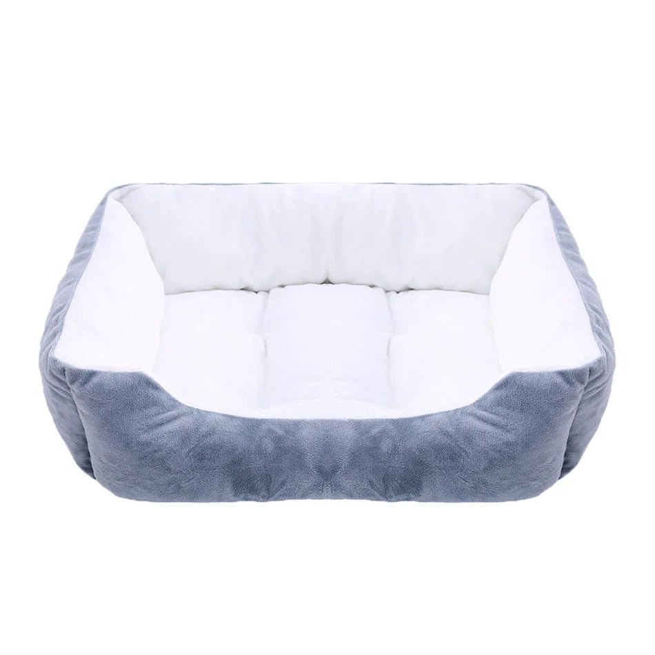 Square Plush Calming Pet Bed for Small–Medium Dogs & Cats