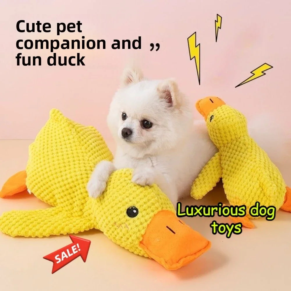 Calming Plush Duck Squeaky Toy for Dogs