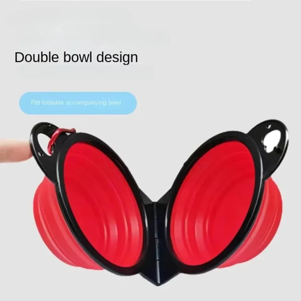 2-in-1 Foldable Dual Pet Bowl for Travel & Outdoor Use