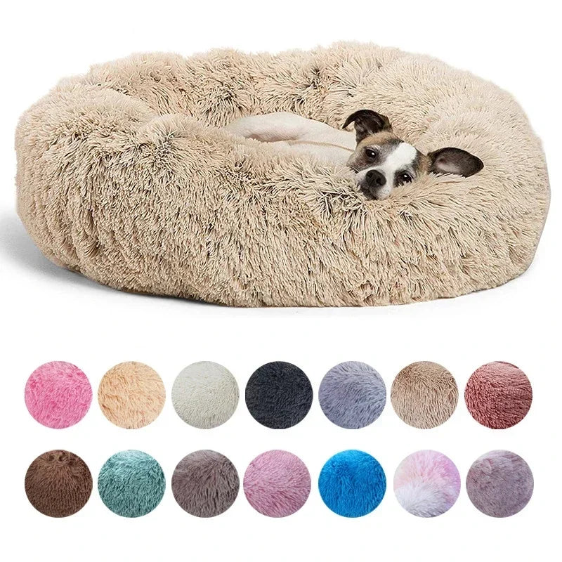 Round Plush Pet Bed (40–90cm) for Medium–Large Dogs & Cats
