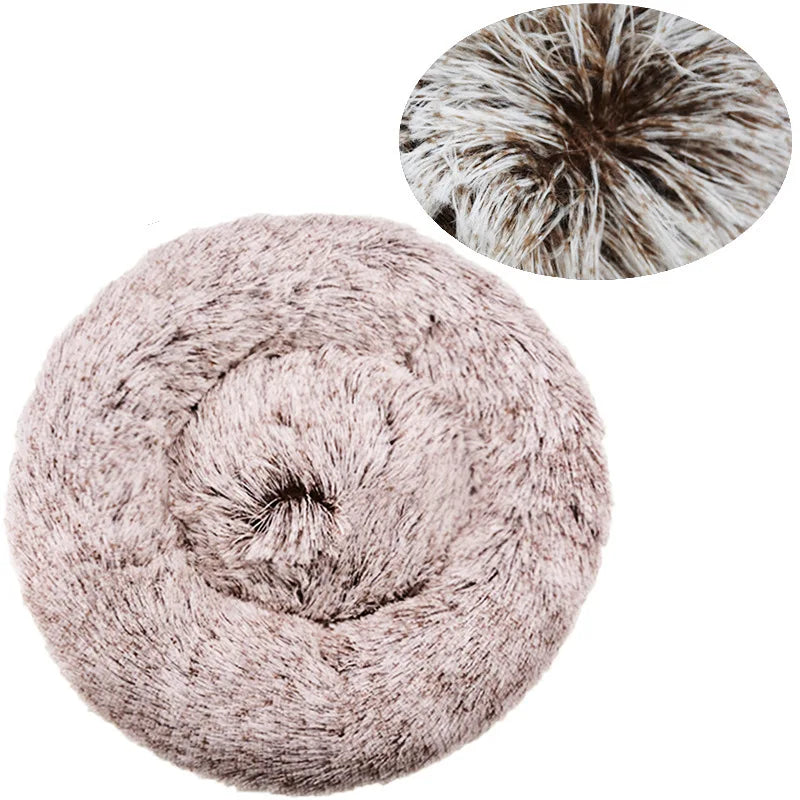 Round Plush Pet Bed (40–90cm) for Medium–Large Dogs & Cats