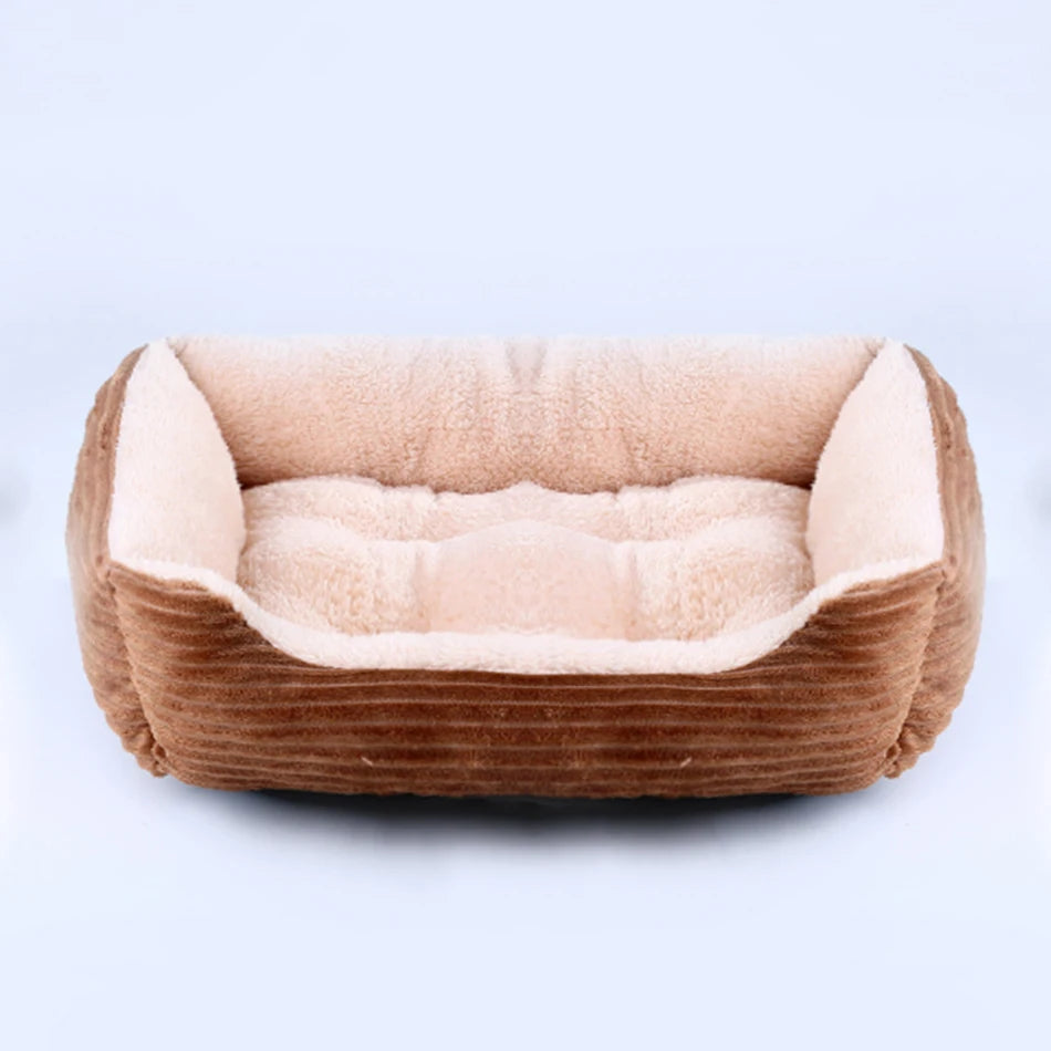 Square Plush Calming Pet Bed for Small–Medium Dogs & Cats