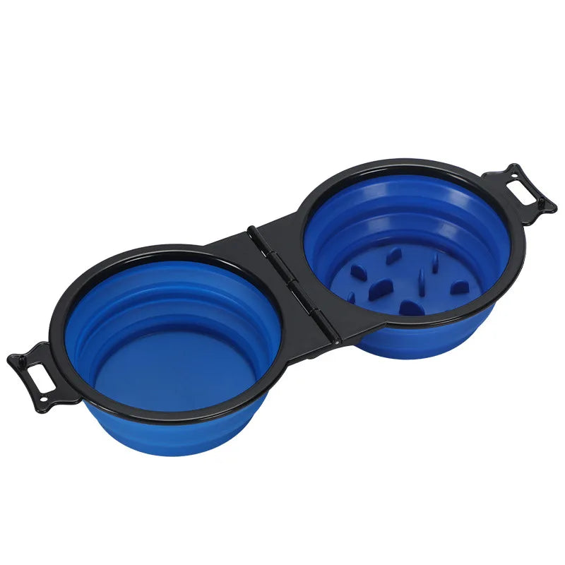 2-in-1 Foldable Dual Pet Bowl for Travel & Outdoor Use