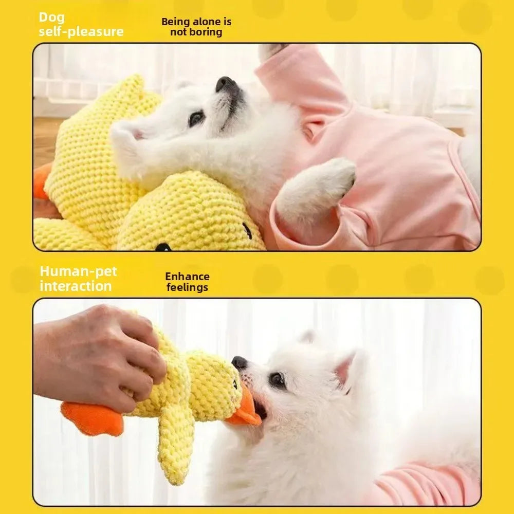 Calming Plush Duck Squeaky Toy for Dogs
