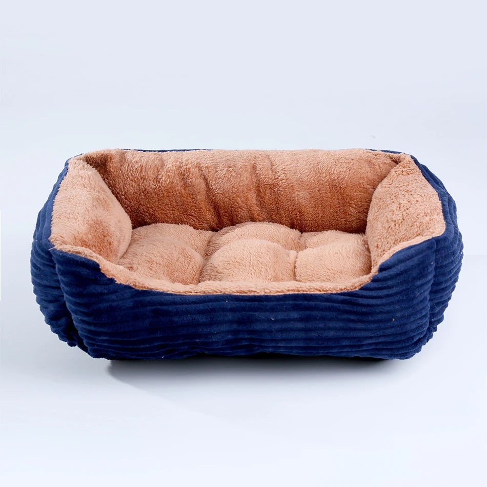 Square Plush Calming Pet Bed for Small–Medium Dogs & Cats