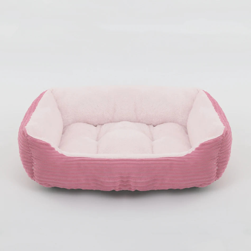 Square Plush Calming Pet Bed for Small–Medium Dogs & Cats