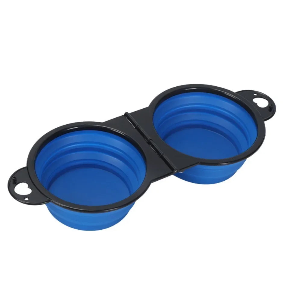 2-in-1 Foldable Dual Pet Bowl for Travel & Outdoor Use